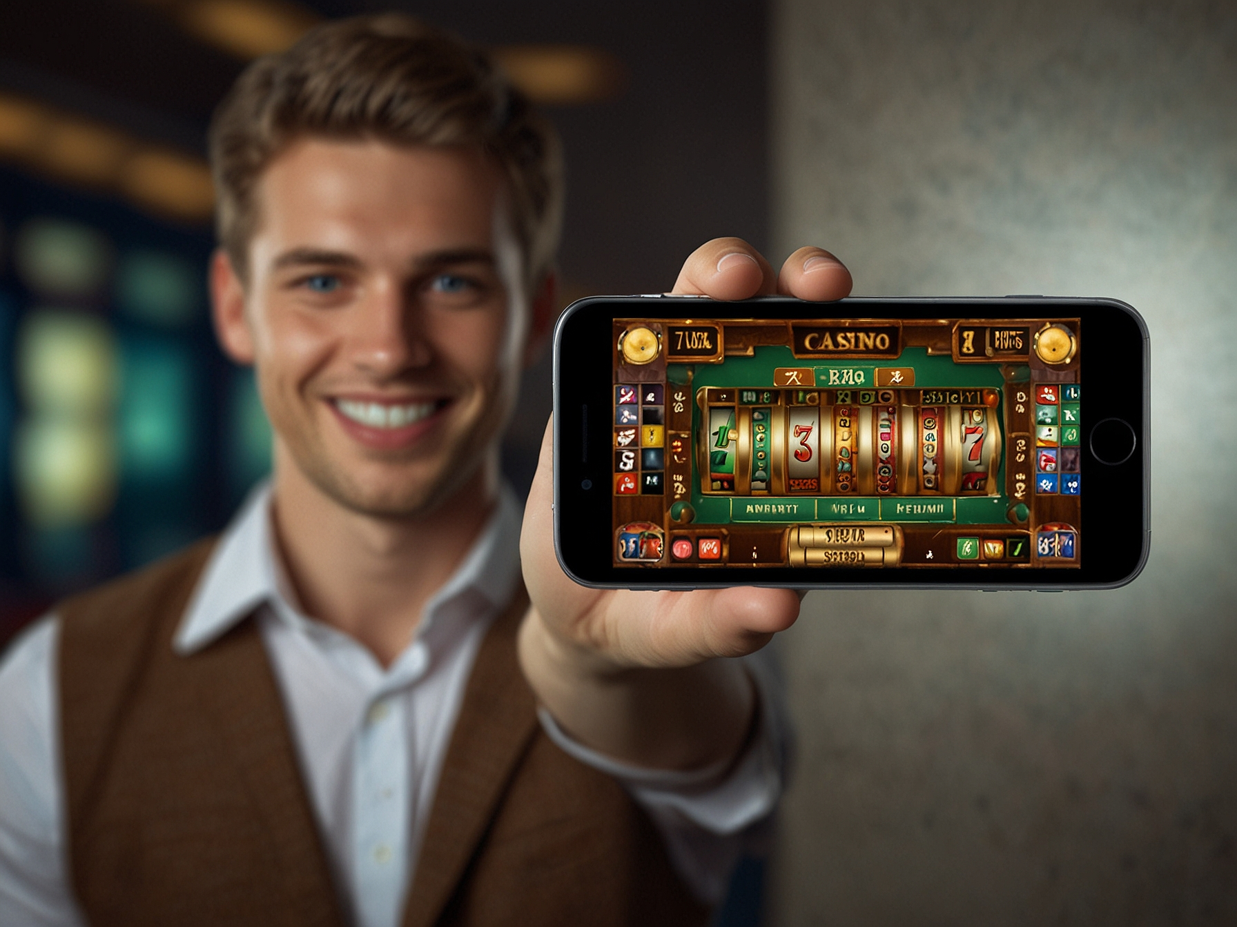 Player holding phone with Play90 app offer